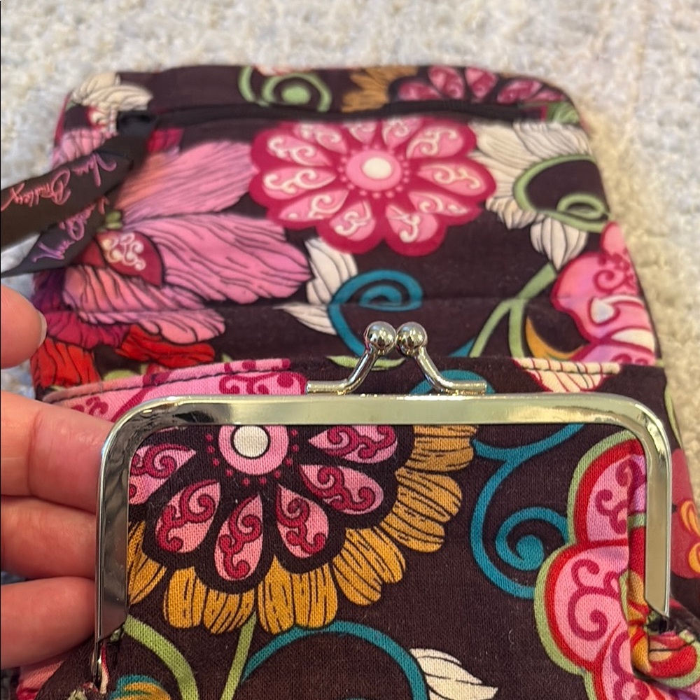 Vera Bradley $$ Pink/Red/Brown Wallet, coin purse, and curling iron cover. EUC - Picture 4 of 14